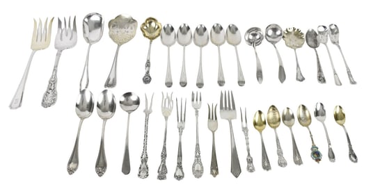 Lot of 29 Miscellaneous Sterling Silver Flatware Items, 20th Century,