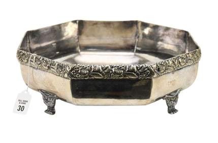 M.T. Wetzlar, German "800" Silver Octagonal Centerpiece Footed Bowl, 46 ozt, 13"dia