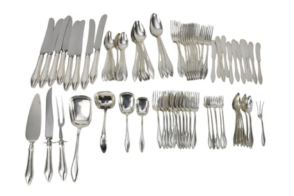 82 Pc American Towle Sterling Silver Flatware Service, Mary Chilton Pattern, Early, 20th Century,