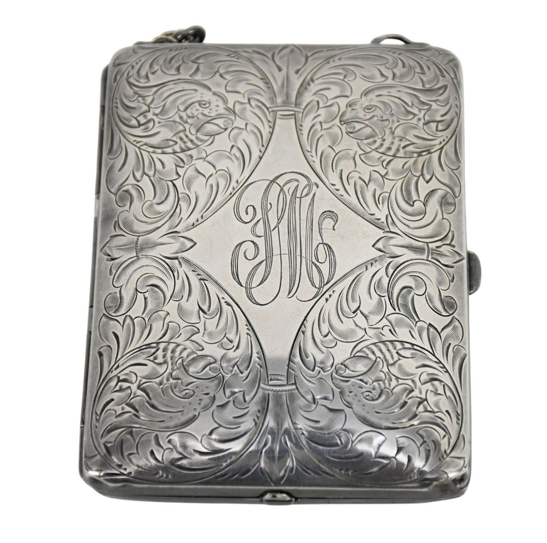 Antique Sterling Ladies Compact/Coin Purse Inscribed 1913, Monogram & Engraved, 3 1/2"h x 2 1/2"w (1 of 7)
