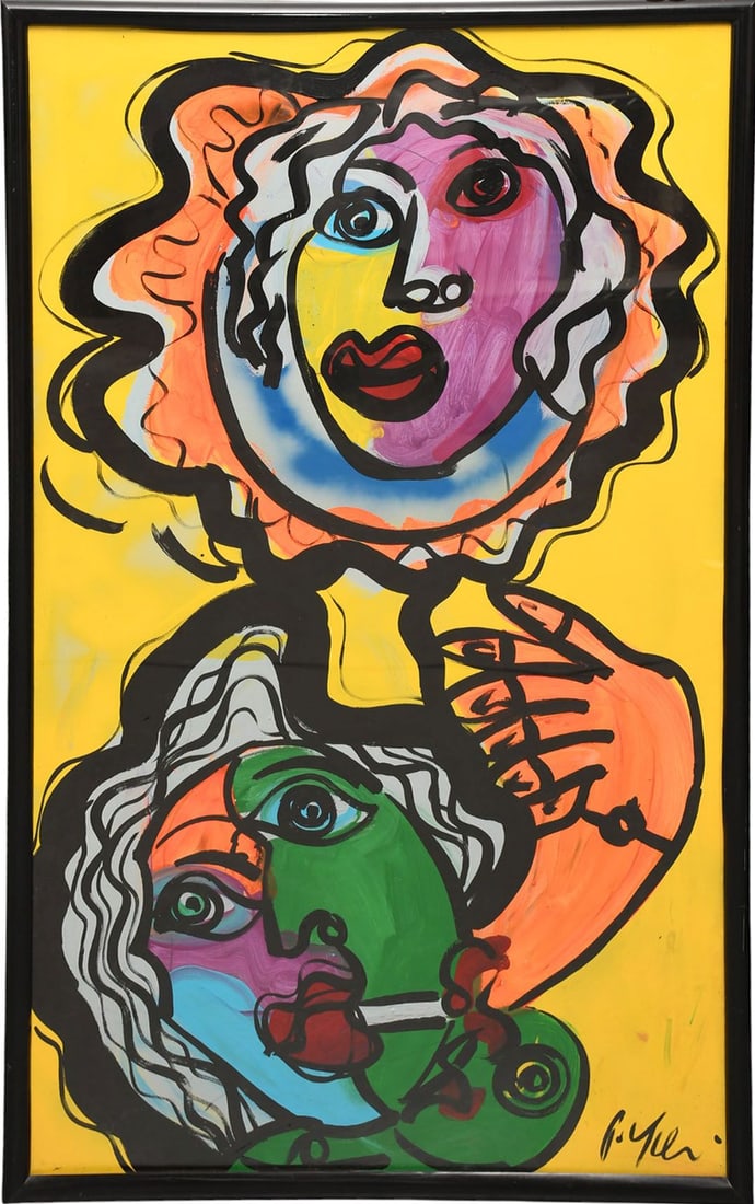 Peter Kiel (B. 1942) Double Portrait, oil on board, 55-1/2 x 32-1/2 inches. (1 of 5)