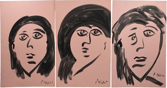 3 Peter Kiel (B. 1942) Pink & Black, oil on Masonite board, 48 x 31-1/2 inches