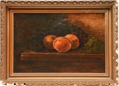 19th Century Still Life of Fruit, oil on canvas signed illegibly lower right, 12 x 18 inches.
