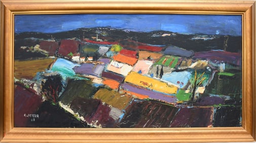 Alfred Persia (France 1933-) - Provence cubist style – oil on canvas Landscape, overall framed