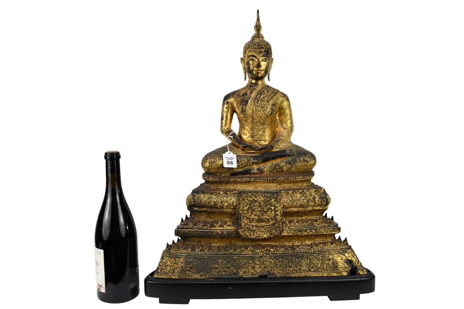 A Thai Antique Gilt Bronze Rattanakosin Buddha - Thailand, C. late 18th - early 19th century,: A Thai Antique Gilt Bronze Rattanakosin Buddha - Thailand, C. late 18th - early 19th century, Rattanakosin period (1782-1932). A gilt bronze figure of the Buddha seated in Padmasana with hands in Dhya