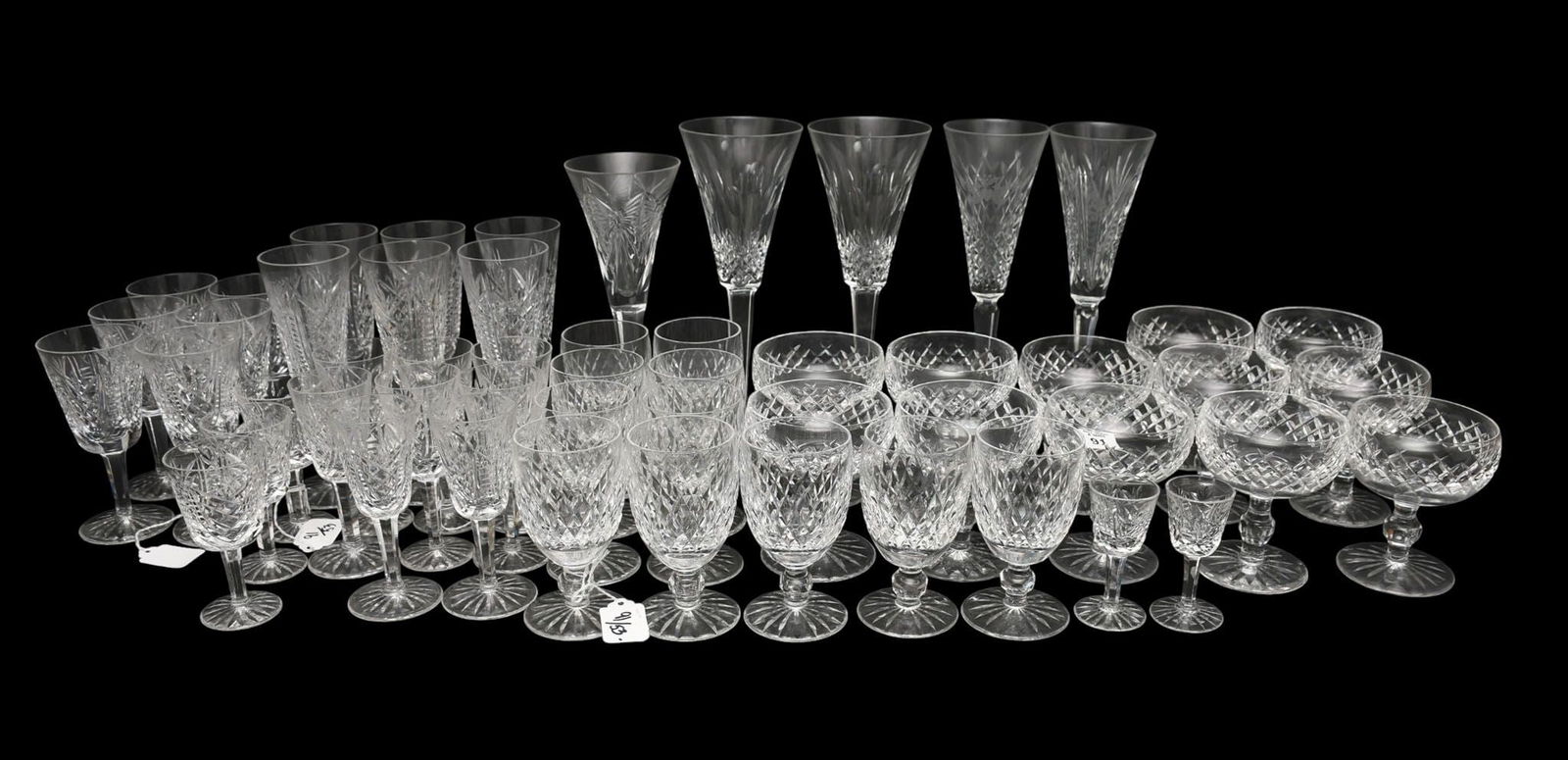 Waterford Crystal, Lismore Pattern, incl; 6 Champagne Flute 7.25"H, 5 Champagne Flute 10.25"H, 12 (1 of 7)