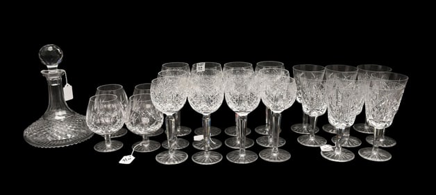 Waterford Crystal, Lismore Pattern, incl; 12 Wine Glass 7.25"H, 8 Wine Glass 7"H, 4 Brandy Glass