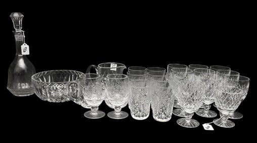 Variety of Waterford patterns, Waterford Crystal,  incl; 12 Wine Glass 7.25"H, 8 Wine Glass 7"H, 4 B