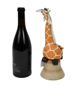 Todd Warner (American, b. 1945) Hand painted Giraffe Bell, pottery sculpture. Signed and dates along