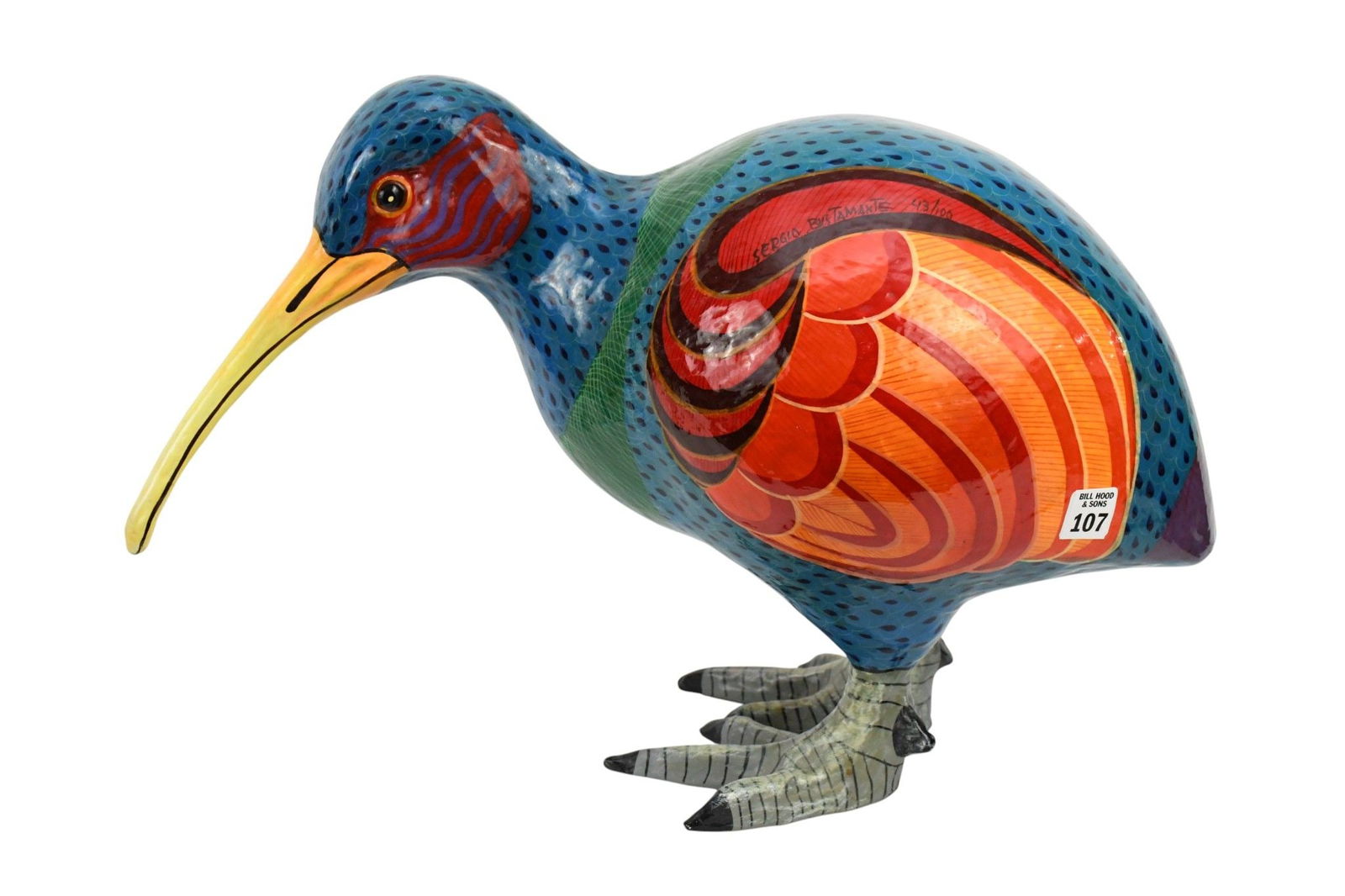 Sergio Bustamonte (1942- Mexico) Vintage signed papier mâché Kiwi Bird sculpture b Depicts a (1 of 7)