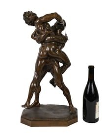 19th Century Bronze Sculpture after Stefano Maderno "Hercules and Antaeus" 23" high x 12" wide x