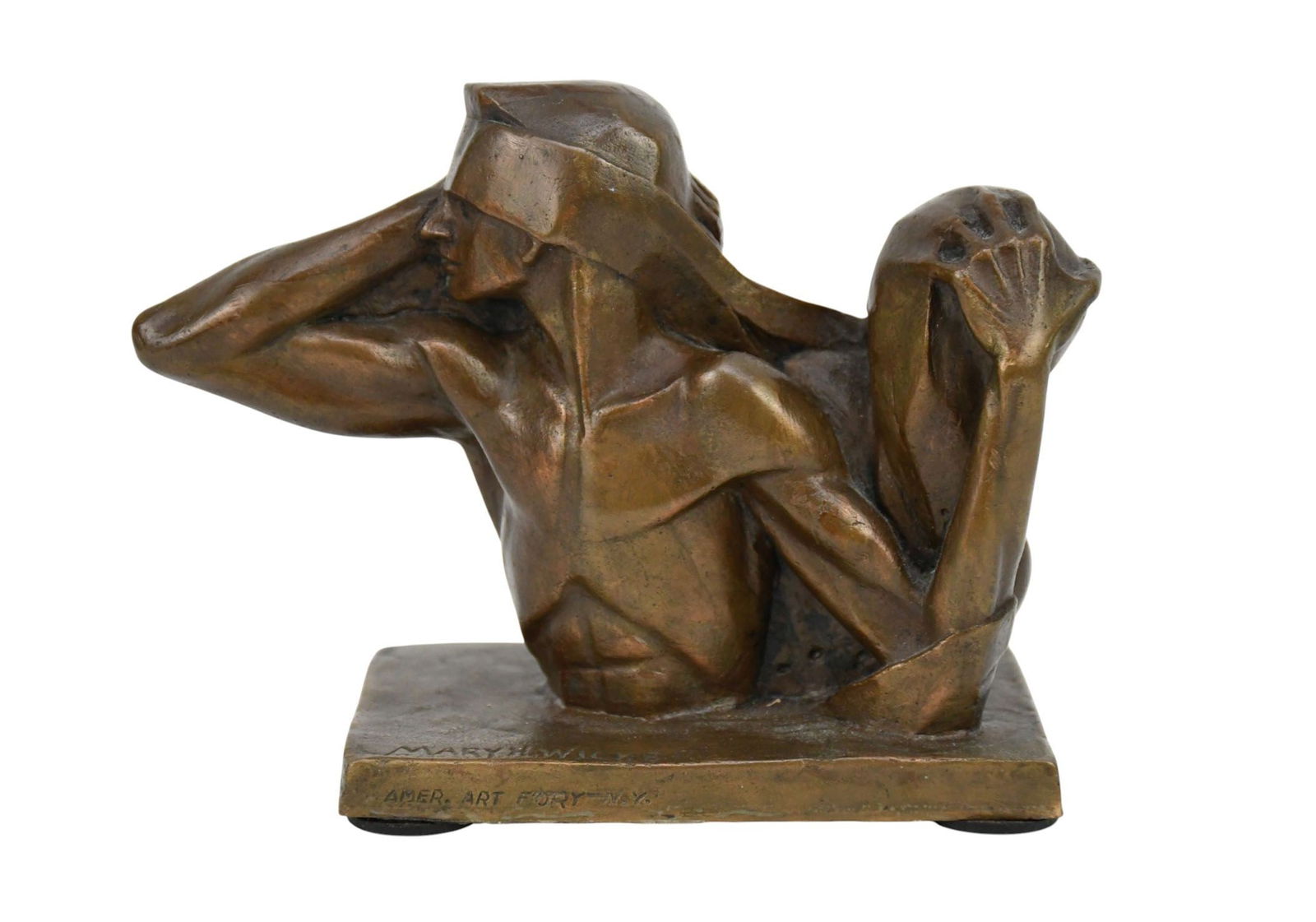 Mary H. Wicker (American, 20th Century) Double figure Bronze - One side depicts The upper half of a (1 of 5)