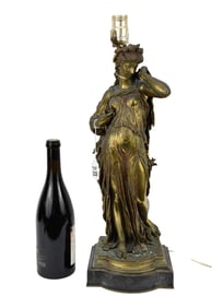 After E.H. Dumaige, French Bronze Figure, "Land" - French patinated bronze allegorical figure,