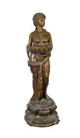 A Bronze Fountain Sculpture, Venus Holding Clam Shell - a classically styled bronze garden fountain
