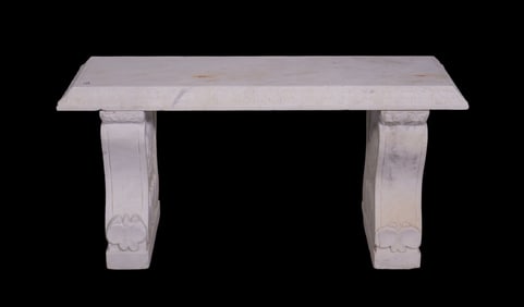 Vintage 3 Pc. Marble Garden Bench with Carved Design, 20 1/2"h x 41 1/2"w x
