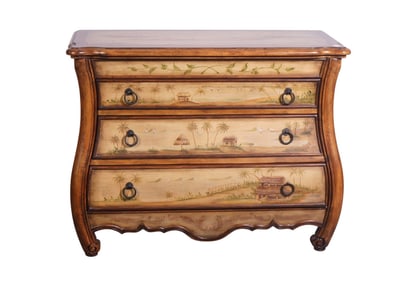 Broyhill 3 Drawer Bombay Chest Painted with Tropical Motif, 36"H x 46"w x