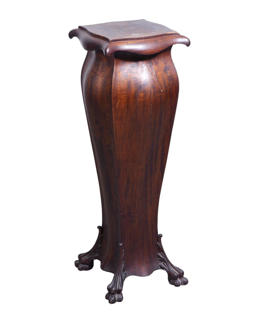 Art Nouveau Wood Pedestal, 37"h x 13"dia: Art Nouveau Wood Pedestal, 37"h x 13"dia