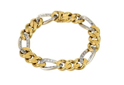 18K Yellow Gold Diamond Link Bracelet. 7" wt. 52.9