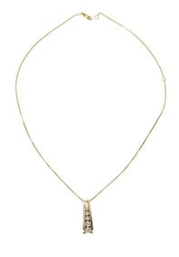 14K Yellow Gold Necklace with Diamond Pendant. Necklace 18" Pendant 1" with 5 paved Diamonds range