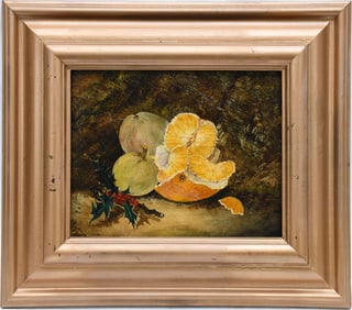 John Macallan Swan (1847-1910) oil on canvas, Still Life Fruit, 8 x 10 inches overall 14 x 16 inches
