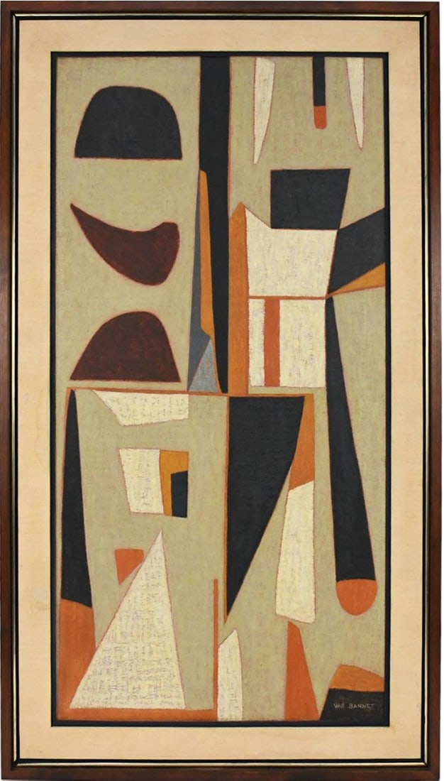 Will R. Barnet (American 1911 - 2012) oil on canvas, Modern Abstract Painting, canvas - 48 x 24 (1 of 8)