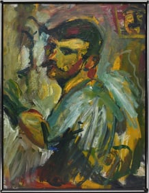 After Jacques Villon, oil on canvas, Artist painting a portrait. Painting size 36 x 28 inches.