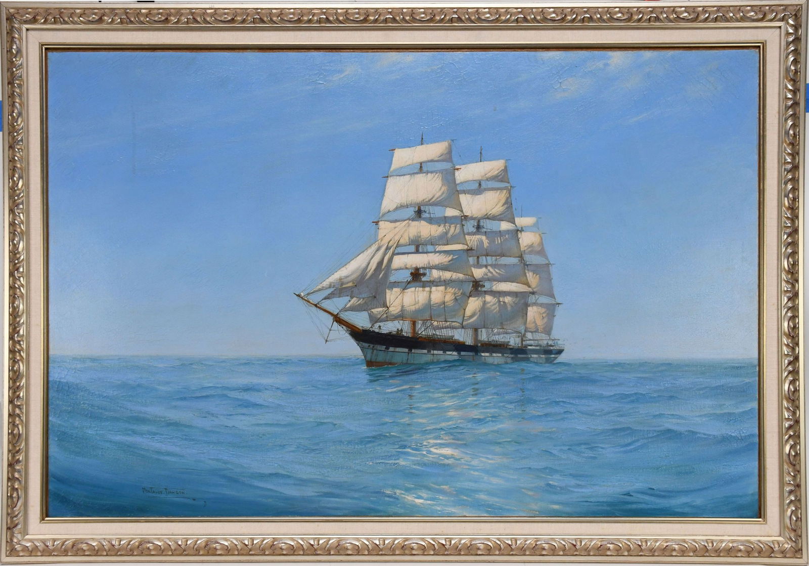 MONTAGUE DAWSON (British 1890-1973)  High Noon - Oil on canvas. Clipper Ship in calm Seas. (1 of 12)
