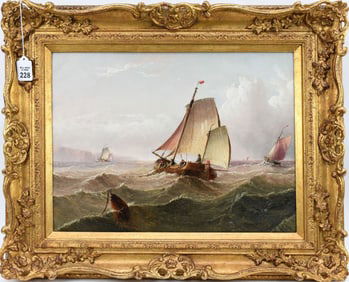 19th Century English School- Edward King Redmore (UK 1860 - 1941). Fisherman in rough seas, oil on