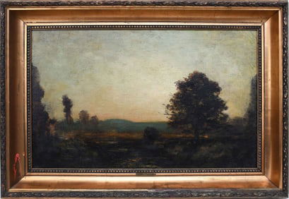 George Henry Bogart (American, 1864-1944) Landscape-oil on canvas no visible signature has plaque on