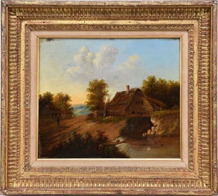 C Morris signed and dated English school 19th century- home in the countryside, site 9 1/2 x 11