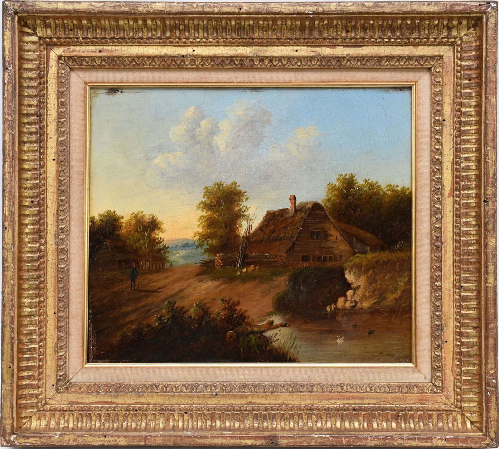 C Morris signed and dated  English school 19th century- home in the countryside, site 9 1/2 x 11 (1 of 8)