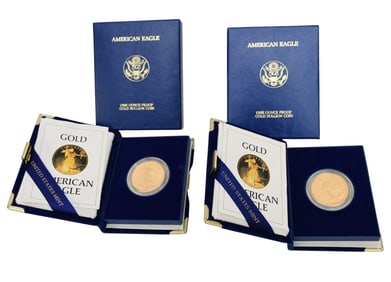 (2) 1986 1 oz American Gold Eagle BU (MCMLXXXVI). The 1 oz Gold American Eagle coin is the most