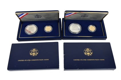 (2) 1987 United States Constitution Coins US Gold Coin 5 Dollar 8.3 grams 90% Gold. 1987 United