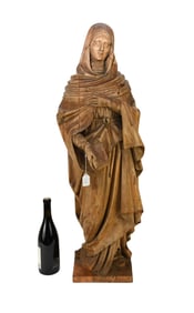 Antique Continental Carved Sculpture of a Female Saint - Possibly German. C. 18th-19th Century. A