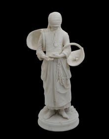 Rafaello Battelli (Italian, 1856-1928) Marble Sculpture, Peasant Girl - C. 19th Century. An Italian