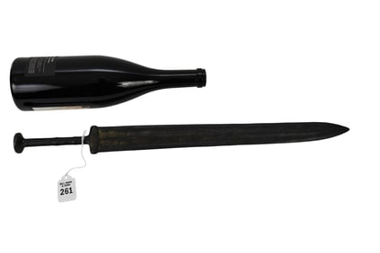 Chinese Bronze Sword - Bronze short sword of archaic Zhou style with inscriptions on the