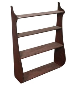 American 19th c. Whale End 3 Tier Shelf, Original Dry Red Finish, 32 1/2"h x 24 7/8"w x 9"d