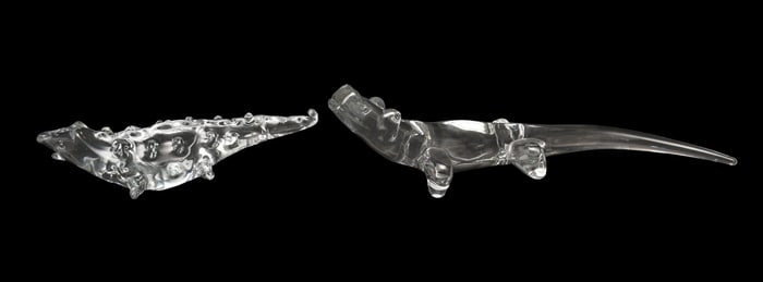 Daum Crystal Alligator & FM Konstglas Ronneby. Daum Crystal France Signed Alligator Glass Figurine