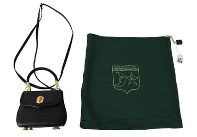 Vintage Barry Kieselstein Cord Leather Trophy Alligator Handbag Black Gold. 9" x 6.75" with Dust bag