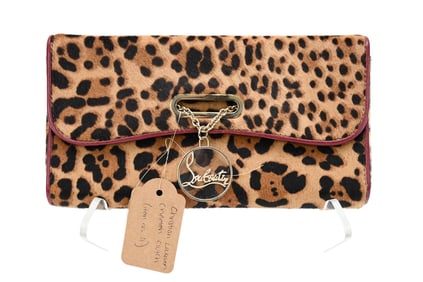 Christian Louboutin Riviera Flapover Clutch Bag, Does Not Include the Removable Chain Strap 10"w x