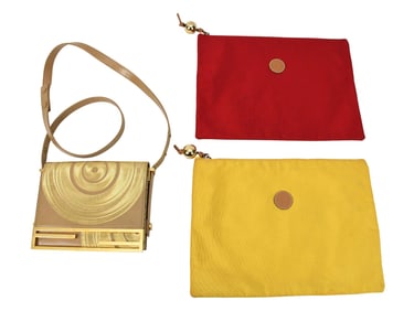 Lot of 3 Vintage Fendi Handbags, 2 - XL Nylon Pouchettes with Gold Ball Zipper