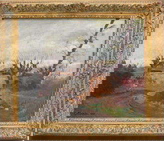 Claude Firmin (French, 1864-1944) - L'hivir en Provence – oil on Canvas, Country house – Signed