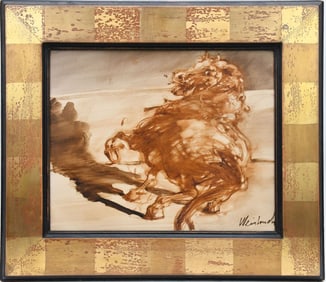 Claude Weisbuch (French, 1927-2014) oil on canvas, Leaping Horse, canvas 13 x 16 inches overall