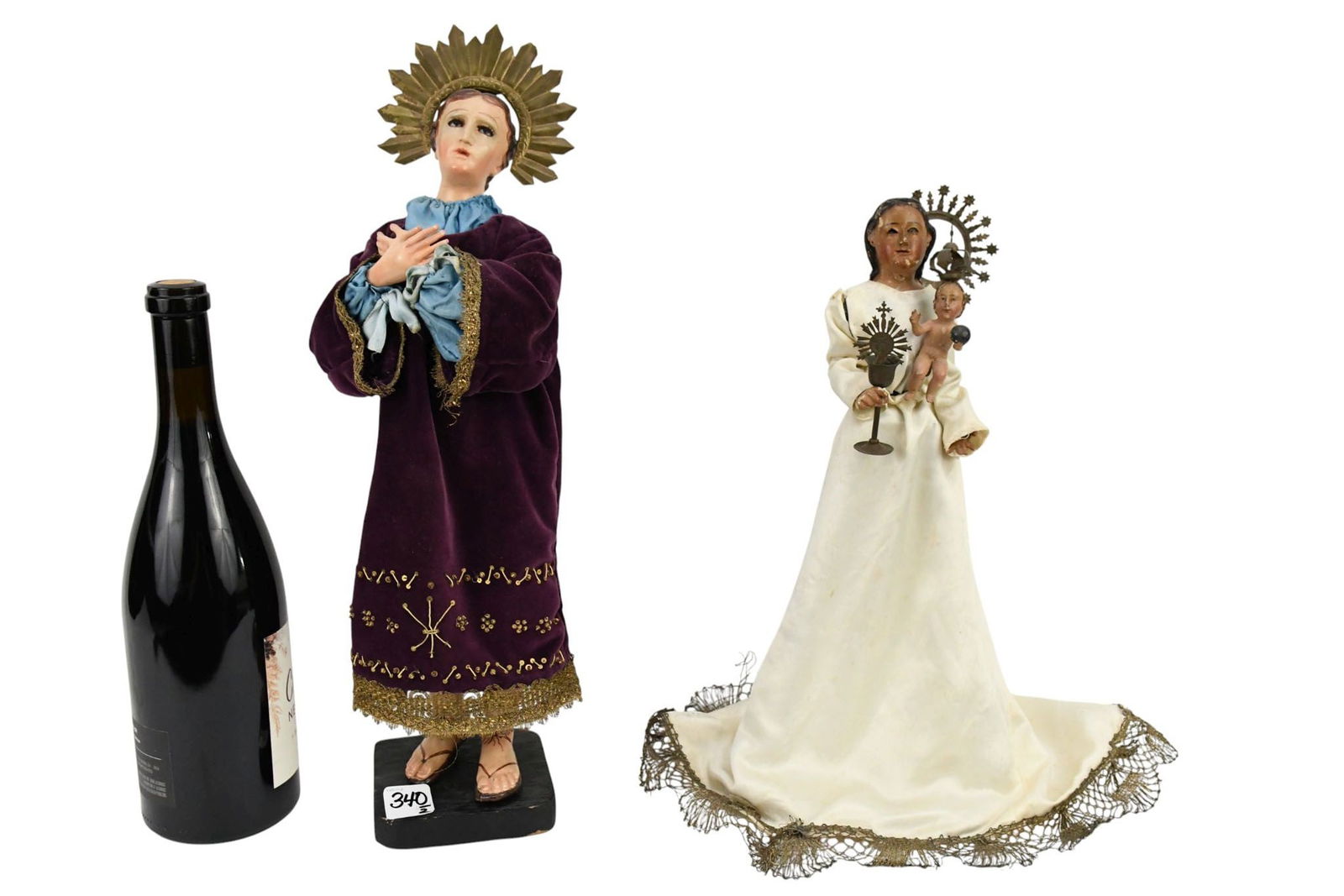 Two Colonial School Santo Figures of the Madonna- Spanish Colonial School. Comprising: A) A figure (1 of 7)