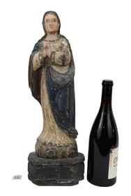 Colonial School, Antique Santo Bulto Figure of the Virgin Mary - Spanish Colonial School, c.