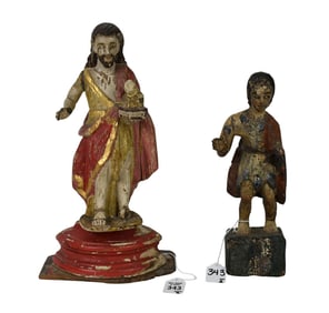 Two Spanish Colonial Santo Bulto Figures, C. 18th-19th Century - Latin America, Spanish Colonial,
