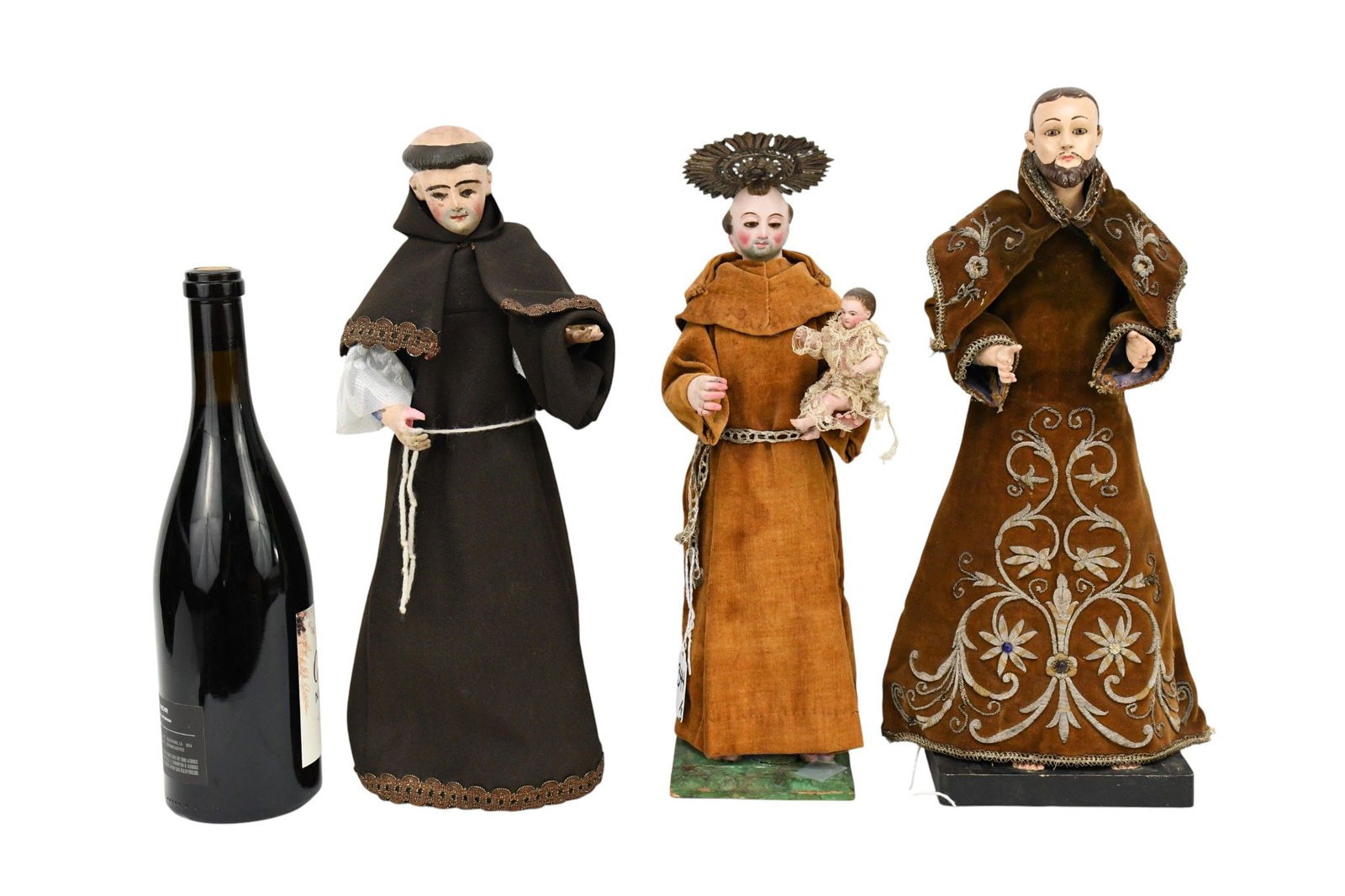 Three Polychromed Santo Figures, C. 19th-20th Century - Latin American, Spanish. Three polychrome (1 of 11)