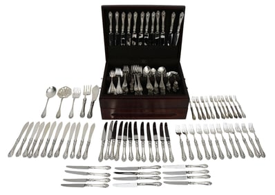 197 Pieces of Japanese K. Uyeda Sterling 950 Flatware Set. Monogrammed (12) Dinner Forks 8", (12)