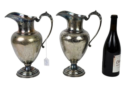 (2) Sterling Silver 90% JIP Pitchers. Wt. 48 ozts 11.5" - 12.5" monogrammed