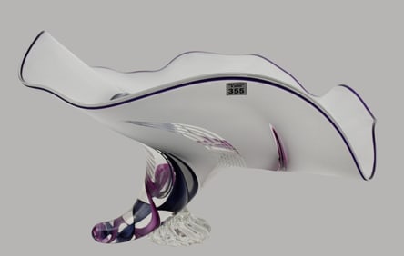 Art Glass Free Form Centerpiece, Signed Barry Enter, 24 1/2"d